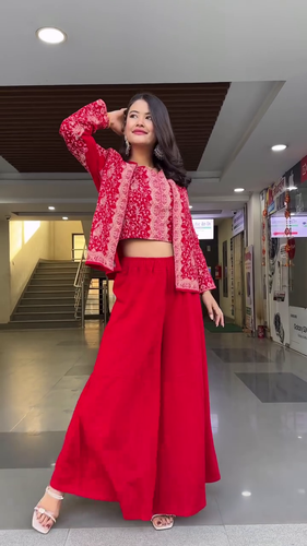 Stunning Three-Piece Traditional Red Co-Ord Set
