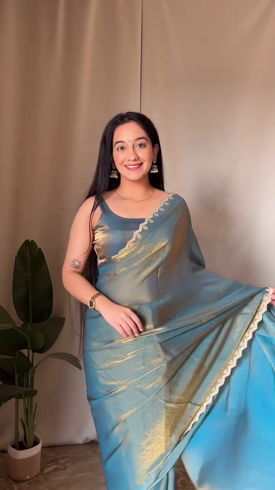 Dual Tone Saree Combo Featuring Cream Organza Saree with Intricate White Floral Embroidery