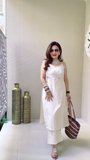 Elegant Sleeveless Mirror Work Kurta Set in Rust