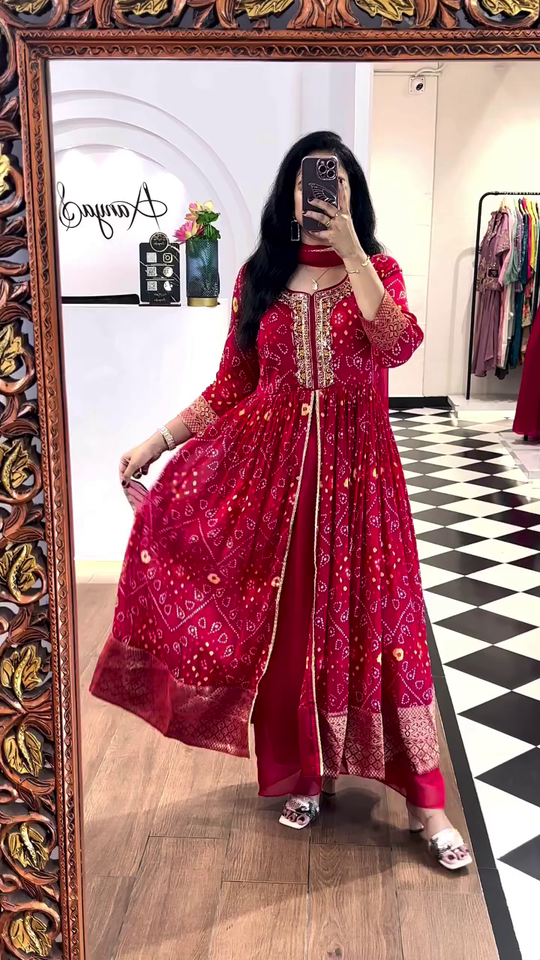 Bandhani Print Anarkali Kurta Set