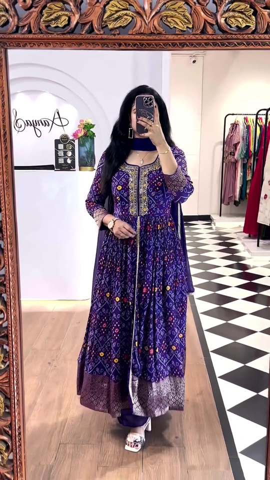 Bandhani Print Anarkali Kurta Set