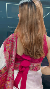 Graceful Elegance: Traditional White Saree with Stunning Pink Pallu